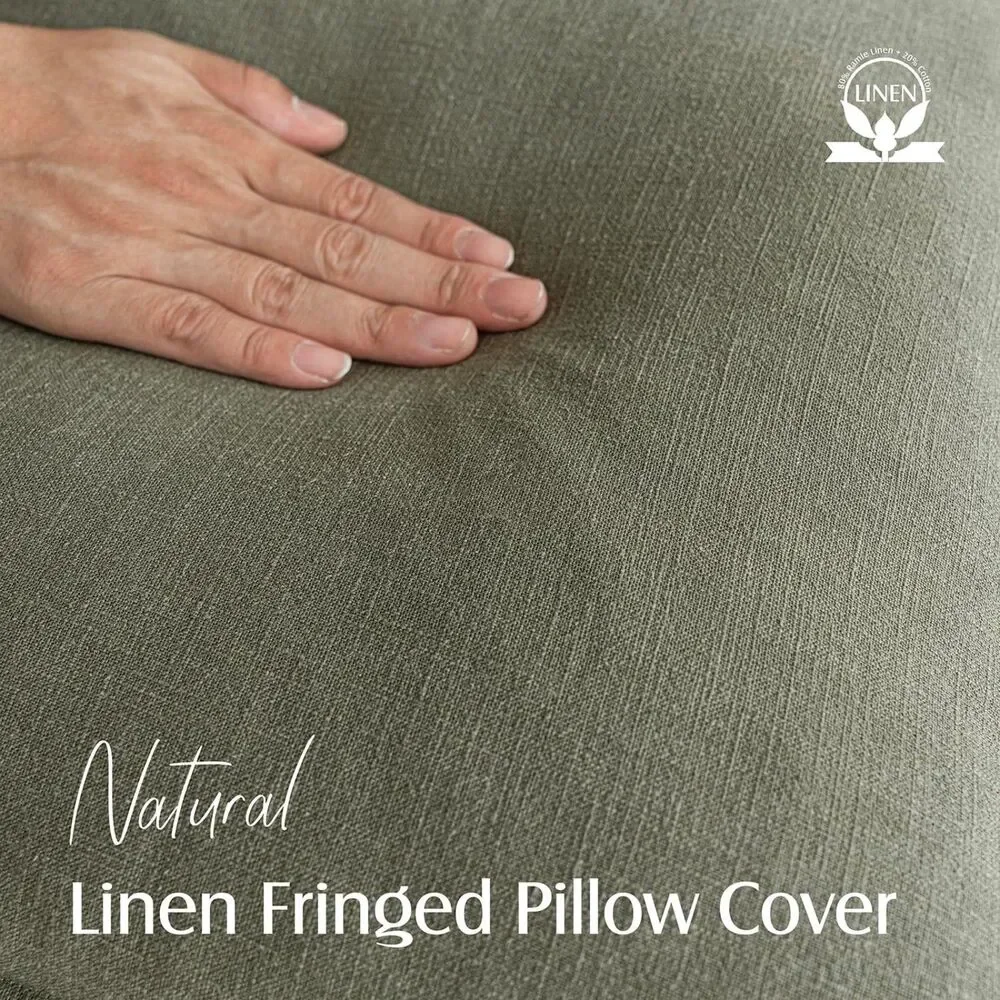 Decorative Linen Fringe Throw Pillow Covers Boho 24x24